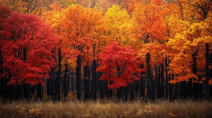 Vibrant autumn forest with red, orange, and yellow trees. (2)