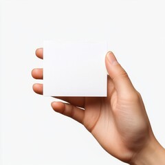 Obraz premium Hand holding blank card 10x15cm, isolated on white background