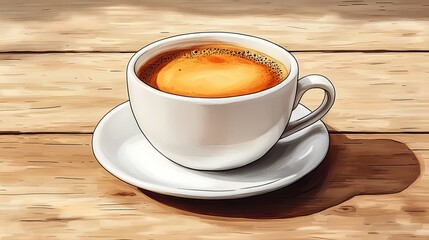 Obraz premium cup of coffee on wooden table
