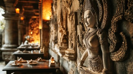 The ancient stone carvings depicting celestial dancers and gods at Angkor Wat, showcasing the temple rich artistic heritage