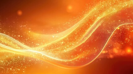 Abstract waves of orange and gold light swirl gracefully against a soft gradient background, creating a warm ambiance
