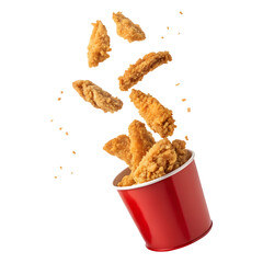 Crispy Fried Chicken Tenders in Red Bucket