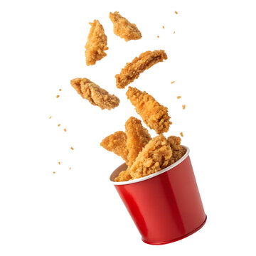 Crispy Fried Chicken Tenders in Red Bucket