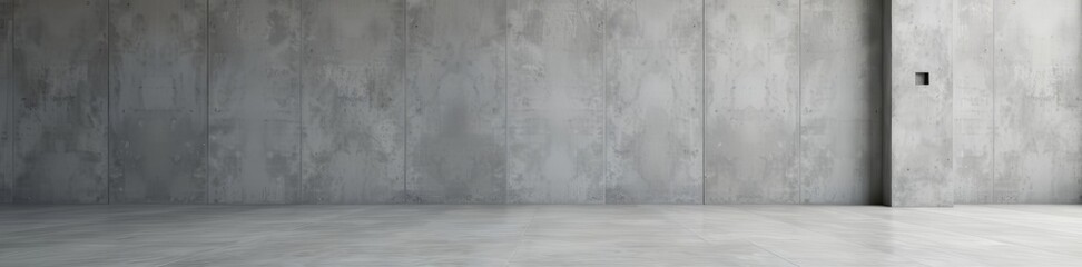 - Minimalist gray wall with polished concrete floor, modern design, polished, design