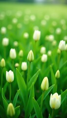 green field filled with tuberose plants and unopened flowers in full bloom, creating a beautiful landscape of white and green hues, green field,  field