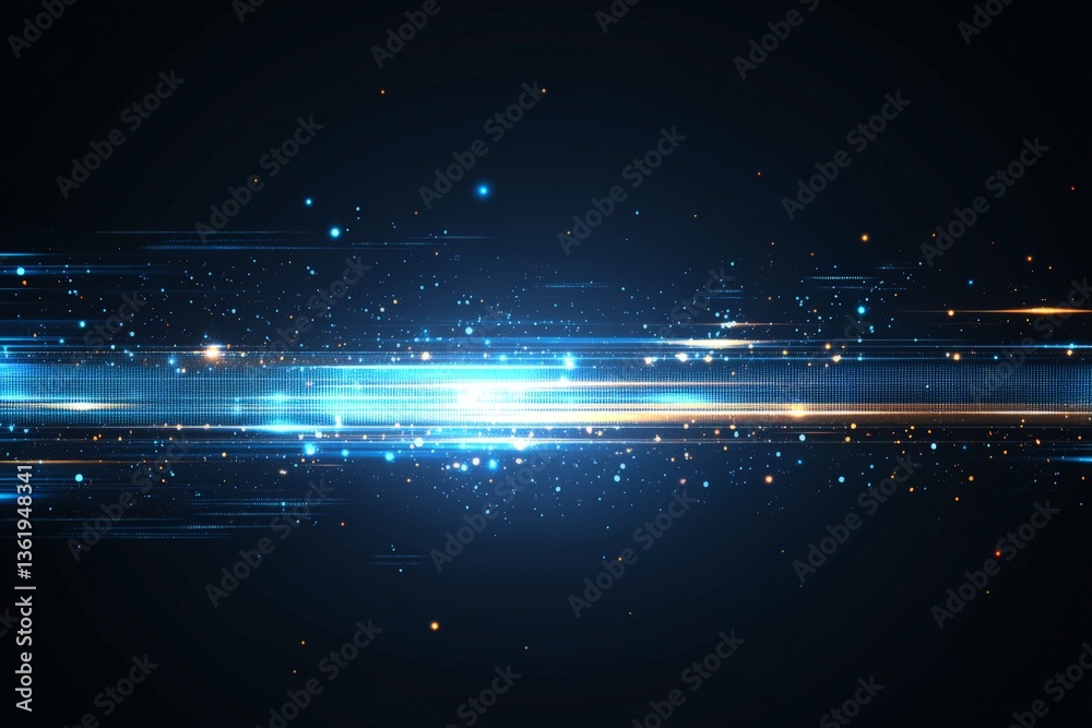Aufkleber Colorful abstract light trails create a dynamic visual effect in a dark space during a digital art presentation