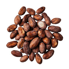 Obraz premium A close-up view of assorted cocoa beans showcasing their unique textures and rich brown hues.