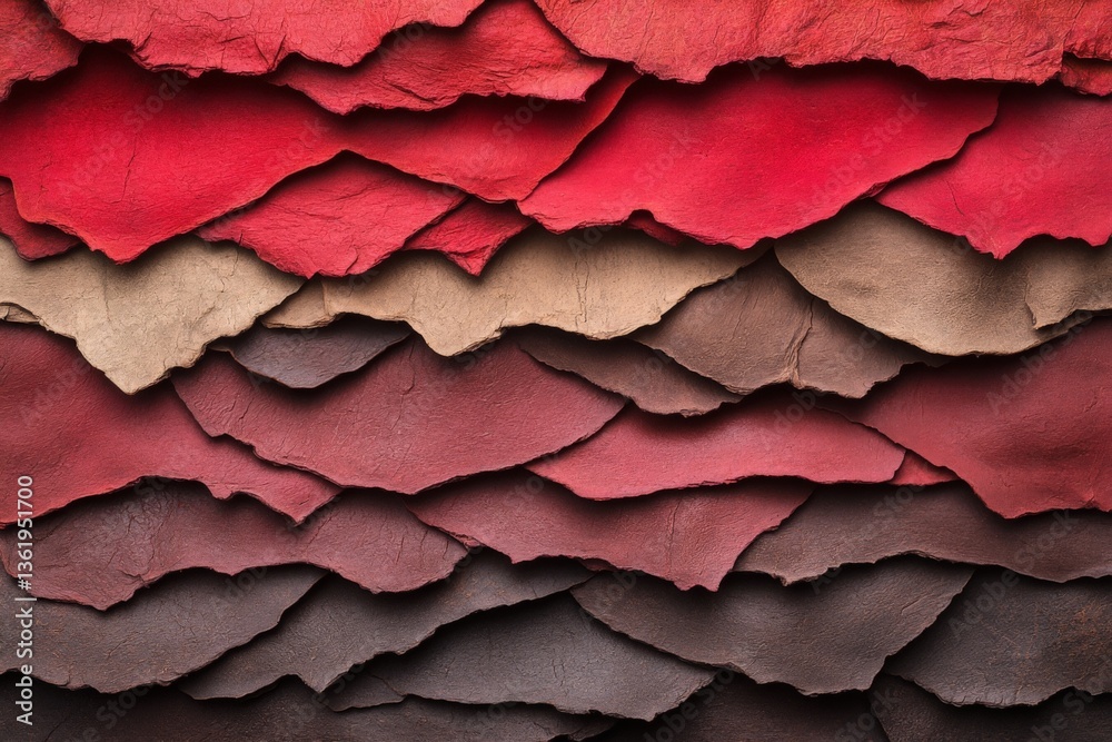 Aufkleber layers of textured leather in various shades displayed in an artistic arrangement at a craft studio
