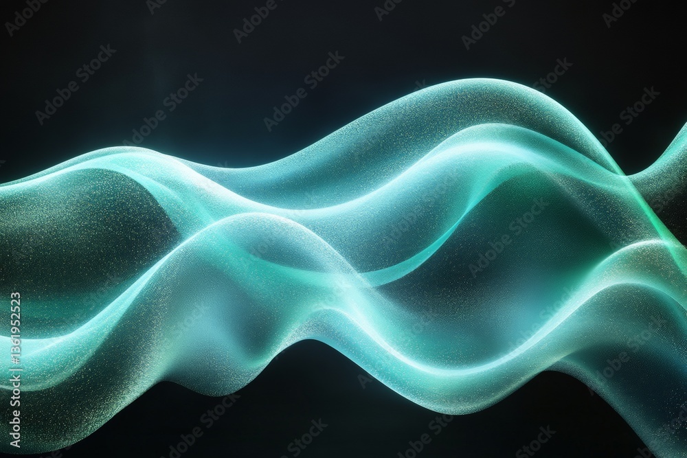 Aufkleber Fluid motion of glowing waves in teal color creating an abstract visual representation of light and energy dynamics