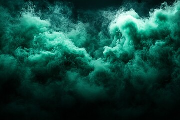 Fototapeta premium Vibrant green smoke curls and swirls against a dark backdrop in an artistic display of color and movement
