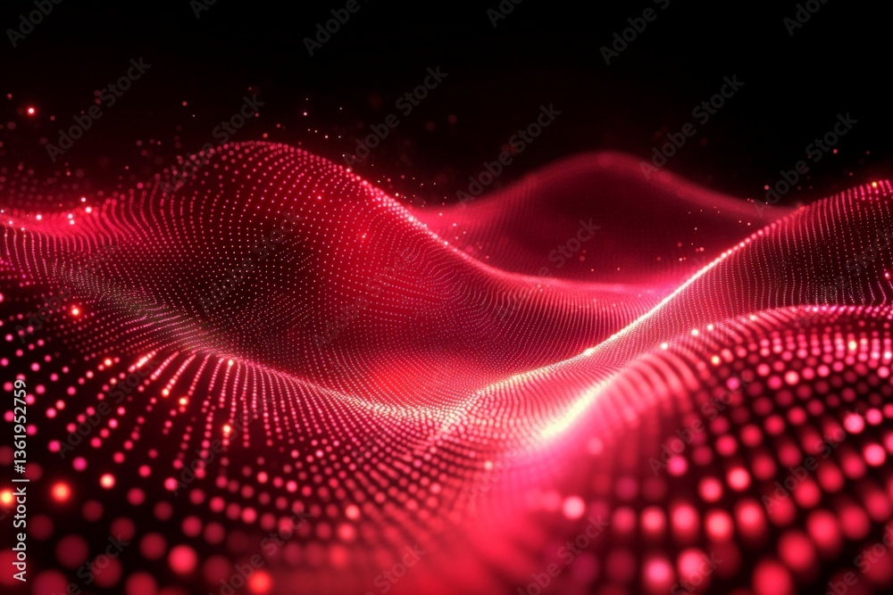 Leinwandbilder colorful digital waves of light undulate in red shades creating a mesmerizing abstract landscape dur
