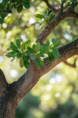Nature photography showcases a lone ancient majestic oak tree with a thick canopy of green leaves and sturdy branches, standing in a summer meadow
