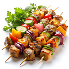 chicken shish kebab with vegetables