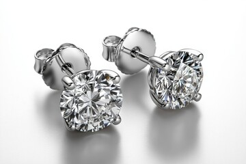 Elegant diamond stud earrings displayed on a simple background showcasing their brilliance and intricate design