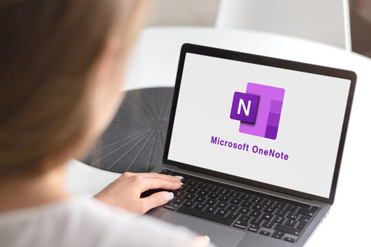 Guilherand-Granges, France - March 26, 2025. Microsoft OneNote: Digital note-taking app for organizing and collaborating across devices..