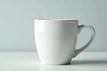 Obraz premium Classic white mug, handle visible, clean background, beverage, hot drink, minimal
