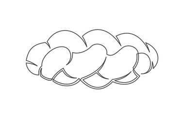 Bun continuous one line icon isolated on white background. Bakery symbol art drawing. Bun design outline. Editable stroke. Vector illustration