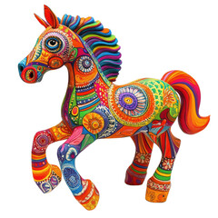 Obraz premium Vibrant Colorful Horse Sculpture with Transparent Background