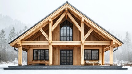 Luxury Wooden Cabin in Snowy Mountain