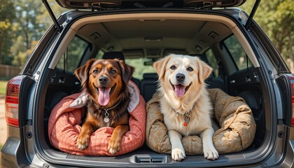 dog and car