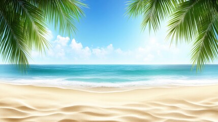 Tropical Beach Paradise: Idyllic Seascape with Palm Trees