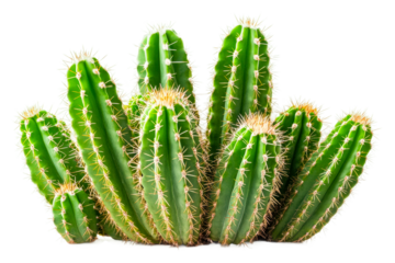 Vibrant cactus grouping nature setting botanical isolated on transparent background