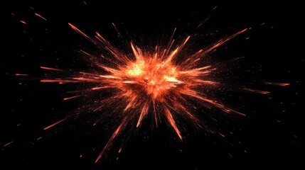 Fototapeta premium A vibrant explosion of orange and red colors against a black background, symbolizing energy and power