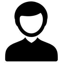 Black Silhouette of a Person Icon PNG, isolated on transparent background. A minimalist design representing a person, perfect for user profile, social media, and digital applications.