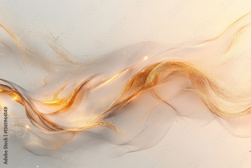 Poster Elegant golden waves flowing gracefully across a soft background, creating a tranquil atmosphere and a sense of motion in contemporary design