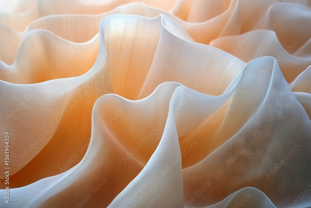 Poster Elegant ripples of soft fabric create a serene atmosphere in a gentle light during a quiet afternoon