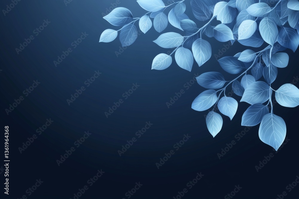 Poster beautiful blue leaves against a dark background create a tranquil and serene atmosphere in a nature-