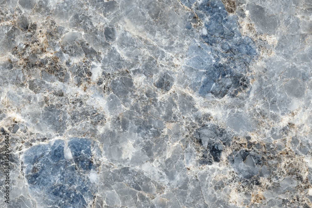 Poster marble surface showcasing intricate patterns and textures with shades of gray and blue in natural li