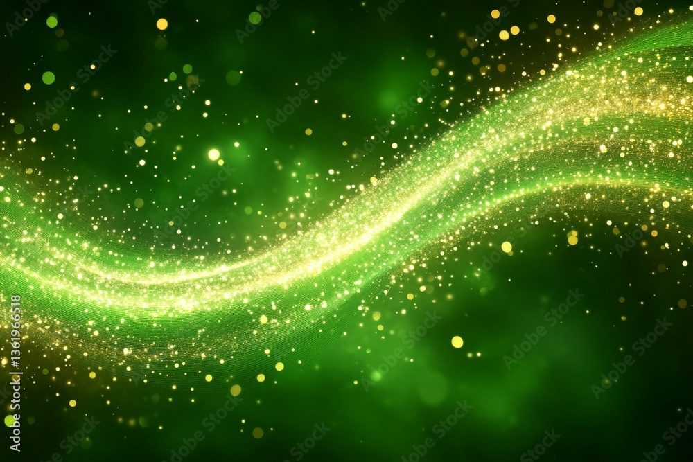 Aufkleber glowing green wave of light particles creating a magical atmosphere during a nighttime celebration
