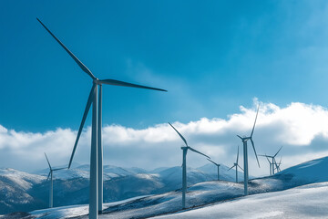 Wind turbines on a mountain landscape