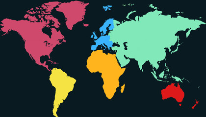 World map. Color modern vector map. Silhouette map