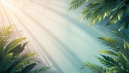 Sunlit tropical greenery lush forest nature scene calm environment aerial perspective serenity and beauty