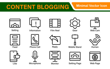 Content Blogging Line icon set. Post, social media, community, content, website, sharing, create, opinion. Business concept. Web vector infographic in outline icon style.