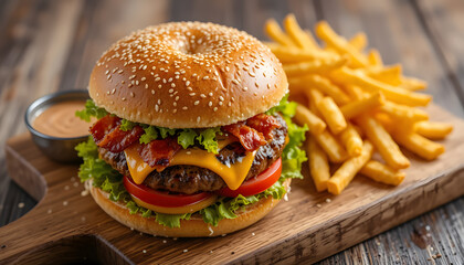 Juicy Gourmet Burger with Fresh Ingredients