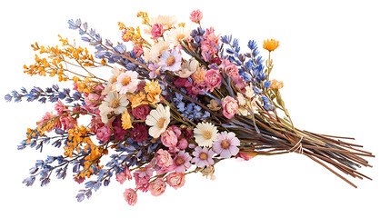 Colorful dried flower bouquet arrangement.