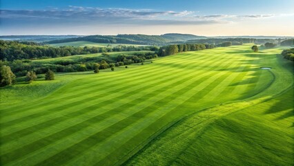 Fototapeta premium Lush green grass, perfectly manicured lawn, vibrant emerald turf