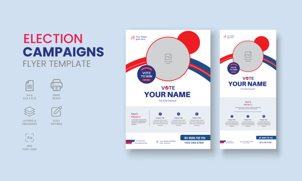 Election Campaigns Flyer Template, Political Flyer, Vote Flyer, DL Election Campaigns Flyer, Roll Up Banner