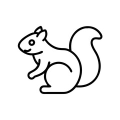 Obraz premium Squirrel icon sitting in playful pose, black outline