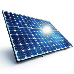 ESG concept. Solar panel absorbing sunlight with a bright glow