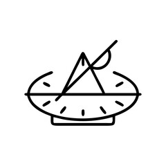 Icon of a sundial with a triangular gnomon and markings  