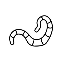 line art depiction of a worm in a simple style on a white background  