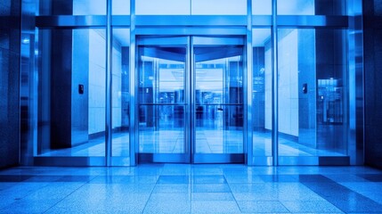 Fototapeta premium A dramatic scene of a breached bank entrance, security doors ajar with no one inside