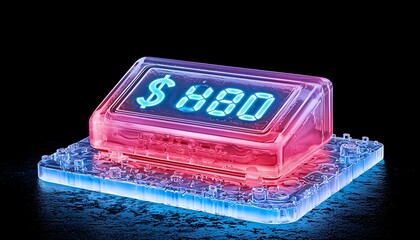 Price Display, Neon Light, 3D Render
