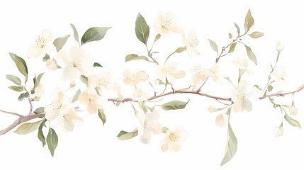 Fototapeta premium Delicate Pastel Floral Branch Illustration