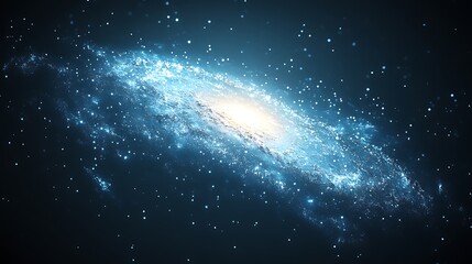 Obraz premium Glowing blue spiral galaxy in dark space. (1)