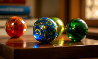 christmas balls on a table